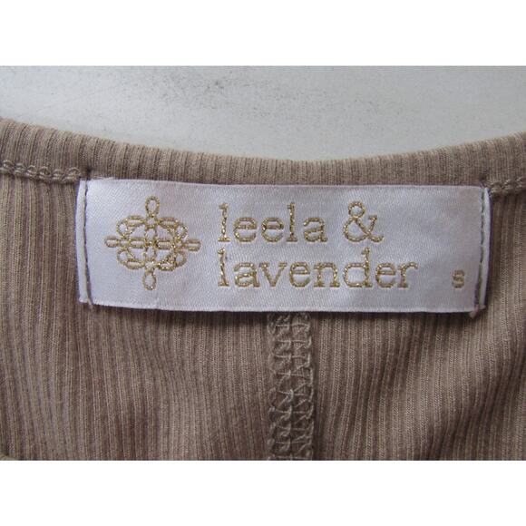 Leela & Lavendar Rayon Dress Ribbed Knit Midi sz S Neutral Raw Seam Minimalist - Picture 6 of 8